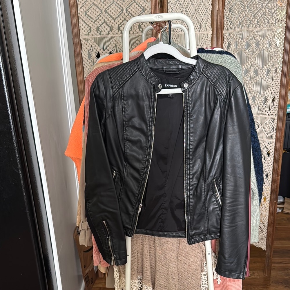 Express Women's Classic Black Faux Leather Jacket